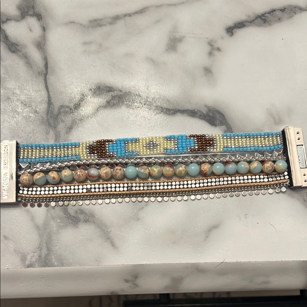 Victoria Emerson Blue and Brown Beaded Bracelet